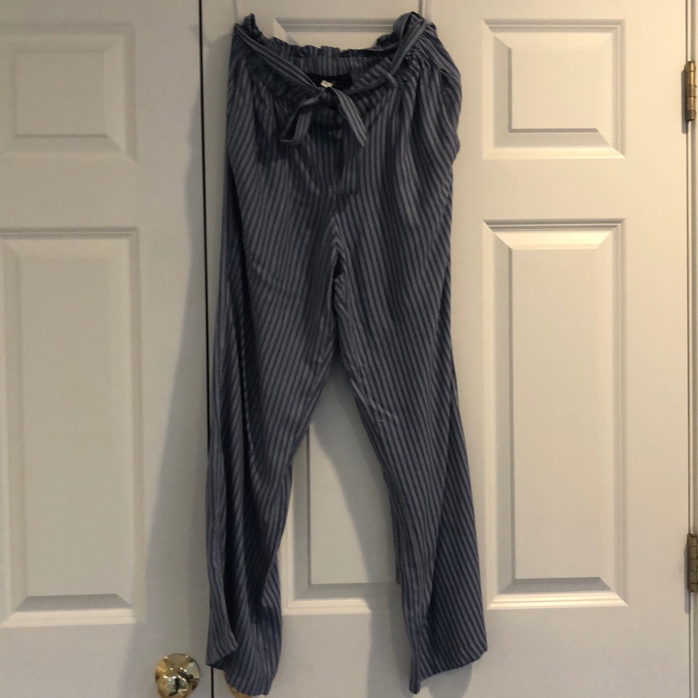 Blue and white striped flow pants